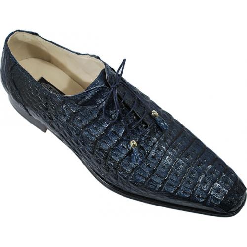 Fennix Italy 3253 Navy Blue All-Over Genuine Caiman Hornback Alligator Shoes